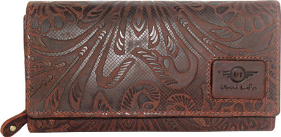 

Ubai Lifa Women Casual Brown Genuine Leather Wallet(10 Card Slots), Vintage brown