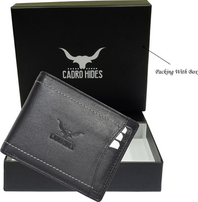 

cadro hides Men Formal Black Genuine Leather Wallet(7 Card Slots)