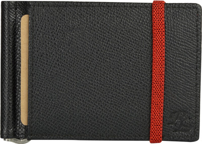 

RLE Men Casual Multicolor Genuine Leather Money Clip(5 Card Slots), Blackred