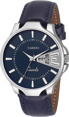 

Tarido TD1913SL04 Signature black dial black leather strap day & date working wrist Watch - For Men