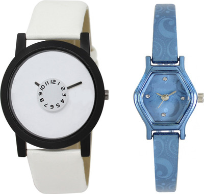

Shocknshop LR26_218 Designer Analog Leather and Chain Strap Couple Watch - For Men & Women