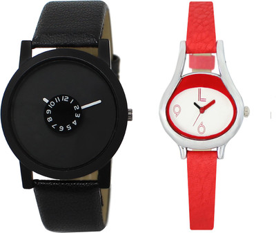 

Shocknshop LR25_206 Designer Analog Leather and Chain Strap Couple Watch - For Men & Women