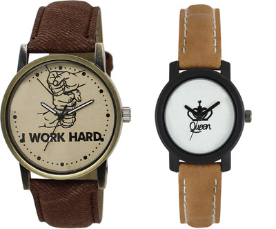 

Shocknshop LR29_209 Designer Analog Leather and Chain Strap Couple Watch - For Men & Women