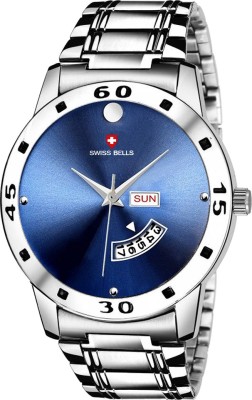 

Svviss Bells 1073TA Original Blue Dial Silver Steel Chain Day and Date Multifunction Chronograph Wrist Watch for Men - SB-1073 Watch - For Men