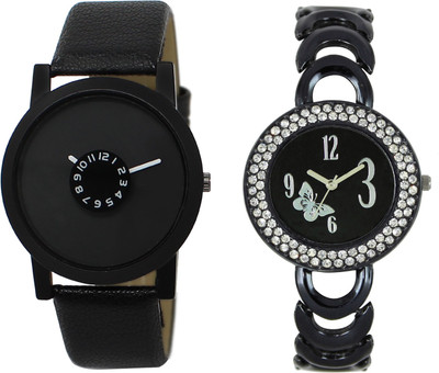 

Shocknshop LR25_201 Designer Analog Leather and Chain Strap Couple Watch - For Men & Women