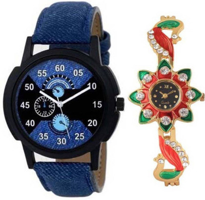 

goodfortune HKF235 Combo of (=) Blue Mahadev With Floral Dil of 2 Contrast Watches Fashion Wear for Men&Women Watch - For Men & Women