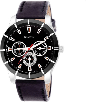 BRATON New Generation Exclusive black dial black leather strap analog wrist Analog Watch  - For Men