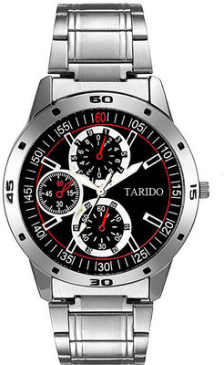 

Tarido TD1569SM01 Exclusive Silver Stainless Steel Chain Black dial watch for Boys & men Watch - For Men