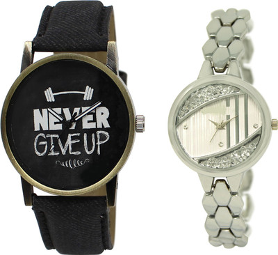 

Shocknshop LR27_223 Designer Analog Leather and Chain Strap Couple Watch - For Men & Women