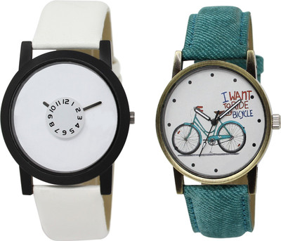 

Shocknshop LR26_229 Designer Analog Leather and Chain Strap Couple Watch - For Men & Women