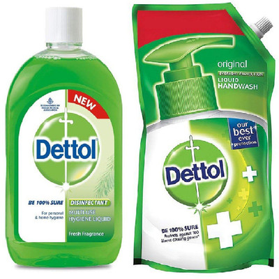 

dettol Multi-Use Hygiene Liquid - 500 ml With Liquid Soap Refill - 750 ml Antiseptic Liquid(750 ml)