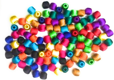 

Medonna shoppe Silk Thread Wrapped Beads for Jewellery Making, Craft works, Beautiful 20 Colours, Each 5 pcs, Pack of 100 Beads