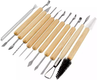 

Medonna shoppe 11pcs/set DIY Clay Craft Tools Wood Handle Wax Pottery Clay Sculpture Carving Modeling Tool