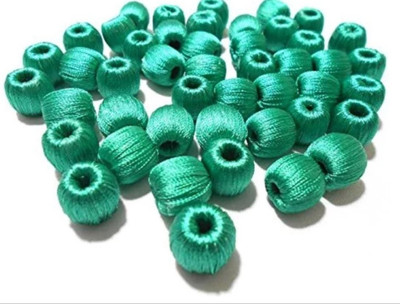 

Medonna shoppe Peacock Green Silk thread wrapped beads for jewellery making, craft works, pack of 50 nos