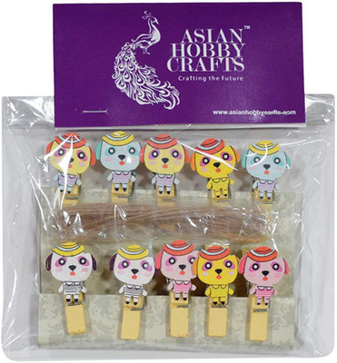 

AsianHobbyCrafts Wooden Photo Or Paper Clips Design - Cute Dog (Pack of 10 pc)