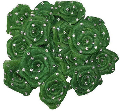 

AsianHobbyCrafts Tissue Stone Ribbon Rose Flower, Green (Pack of 24, 51mm)