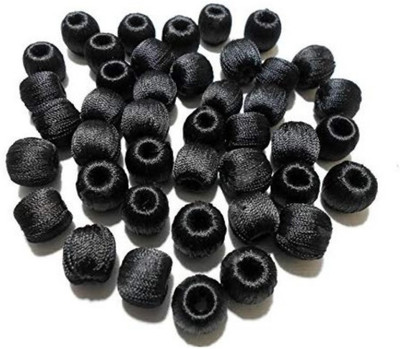 

Medonna shoppe Black colour Silk thread wrapped beads for jewellery making, craft works, pack of 50 nos