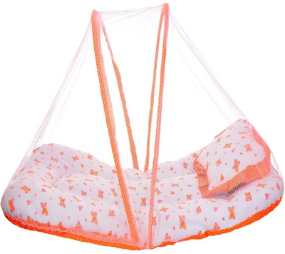 

Aayat Kids Baby Travel Bed - Fold Baby Bed Mosquito Net Netting Play Tent House Well Cushioned for New Born Baby X9 Convertible Crib(Fabric, Orange)