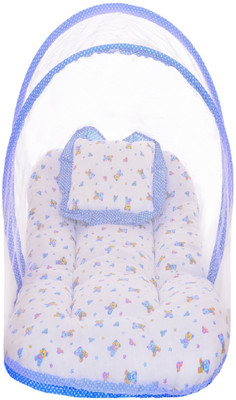 

Aayat Kids Baby Travel Bed - Fold Baby Bed Mosquito Net Netting Play Tent House Well Cushioned for New Born Baby X4 Convertible Crib(Fabric, Blue)