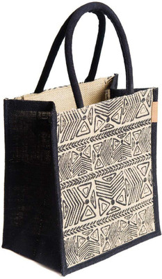 

H&B Jute Bag Waterproof Lunch Bag(Black, 5 L)