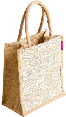 H&B Jute Bag03 Waterproof Lunch Bag(White, 5 L)