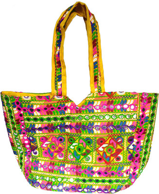 

IMPRESSIONS FOREVER ETHNIC COTTON PRINTED BAG Waterproof Multipurpose Bag(Yellow, 7 L)
