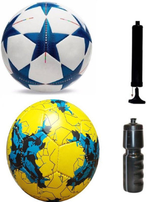 

Aks Yellow russia + Glider Black Football+Pump+Sipper, Combo Football - Size: (Pack of 2, White, Blue