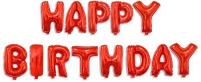 

Charismacart Solid Printed Happy Birthday Foil Balloon(Red) Letter Balloon(Red, Pack of 13)