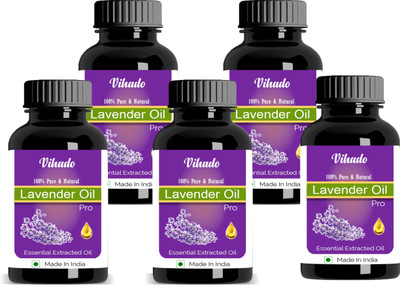 

Vihado Lavender Essential Oil - Natural and Undiluted - Best for skin care , hair care and Aromatherapy. 25 ML Pack of 5 (125 ml)(25 ml)