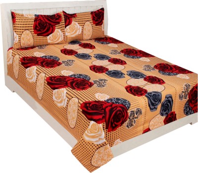 friends hub 140 TC Polycotton Double Floral Flat Bedsheet(Pack of 1, MULTY)