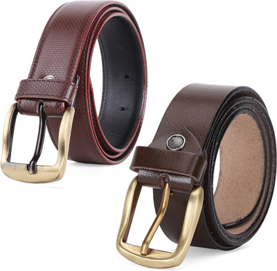 Elligator Men Casual Brown Artificial Leather, Genuine Leather Belt