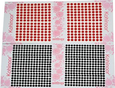

Kohinoor Round Bindi For Woman Red, Black Bindis(Stick On)