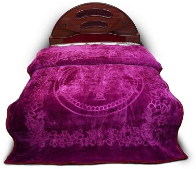 Deeksha Solid Single Mink Blanket for  Heavy Winter(Poly Cotton, PURPLE 2)