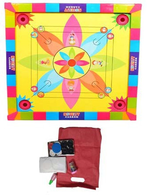 

Qweezer Mini size 35 x 35 cm carrom board + with water ring game for kids 35 cm Carrom Board(Multicolor)