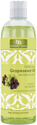 

Good Brands, LLC Beauty Aura 100% Pure Hexane Free Grapeseed Oil, 16 Fluid Ounce(1 g)