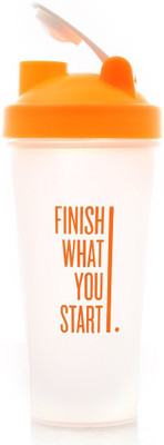 

Kurvz Premium orange Protein Shaker Motivational Logos Gym Bottle 600ml with Spring Ball 600 Shaker(Pack of 1, Orange)