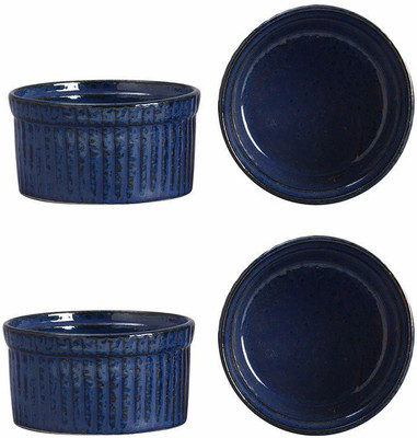 

caffeine Dessert Ramekin Bowl Ceramic/Stoneware in Blue Ferrous Handmade Stoneware, Ceramic Bowl Set(Blue, Pack of 4)