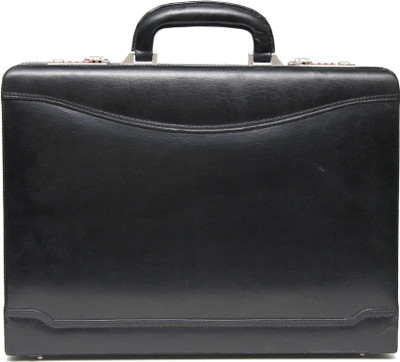 C Comfort Genuine Leather Medium Briefcase - For Men(Black)