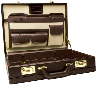 

Roadpro CAP-003PM/BN Premium Brown Leather-Like Expandable Briefcase Medium Briefcase - For Men & Women(Brown)