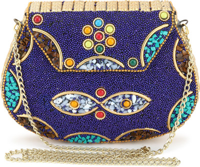 

Voila Party Blue, Gold Clutch