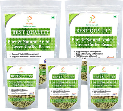 

VIHADO Best Quality Green Coffee Beans-Reduce BodyFat,Wt. Loss,EnhanceEnergy,Control diabetes and cholesterol (Pack of 5) Instant Coffee 500 g(Pack of 5)
