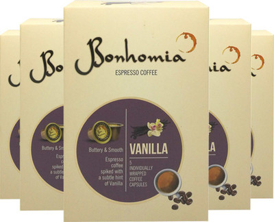 

Bonhomia Artisan Vanilla 50 Coffee Capsules Roast & Ground Coffee 250 g(Pack of 5, Vanilla Flavoured)