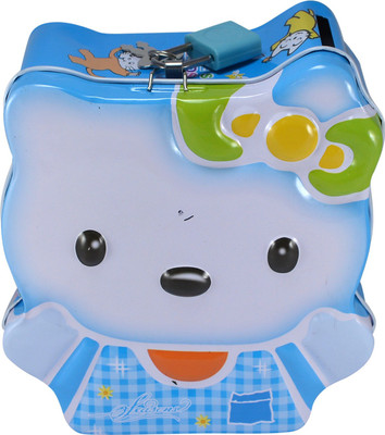 

Saamarth Impex Cartoon Shaped Metal Piggy Bank Blue Color Coin Box With Lock & Key Coin Bank(Blue)