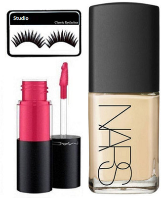 

Studio Eyelashes With Nars Liquid Foundation, Mac Lip Gloss(Set of 3)