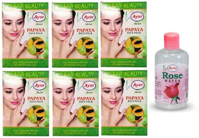 

Ayur Herbals Papaya Face Pack, 25g each (Pack of 6) + 1 Rose Water(Set of 7)