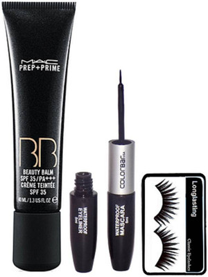

Longlasting Eyelashes, Mac Prep-Prime B B Cream Founation, Colorbar 2 In 1 Eyeliner & Mascara (Set of 3)(Set of 3)