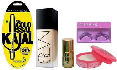 

Longlasting Eyelashes, Colossal Kajal, Nail Polish, Nail Remover, Nars All Day Luminous Weightless Foundation(Set of 5)