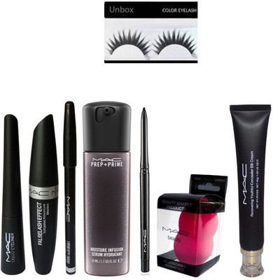 

unbox Eyeliner+Pencil+Mascara+Kajal+BB Cream+ Moisture Serum+ Puff Combo Face gm Pack of 8(Set of 8)