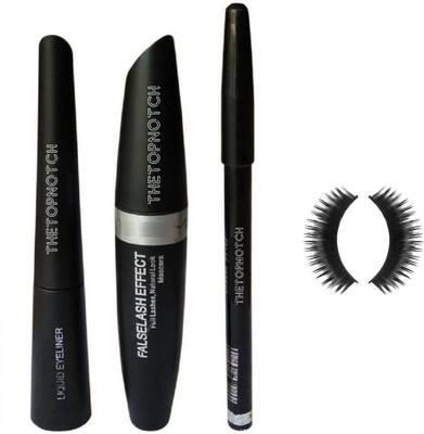 

TheTopNotch FalseLashEffect Eye Liner & Mascara & Eye Brow Pencil (3in1) with pair of Eye Lashes(Set of 4)
