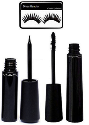 

divas beauty Eyelashes With Mac liquid Eyeliner And Mascara(Set of 3)